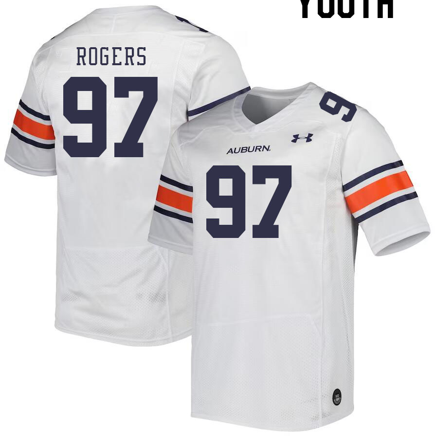 Youth #97 Justin Rogers Auburn Tigers College Football Jerseys Stitched-White